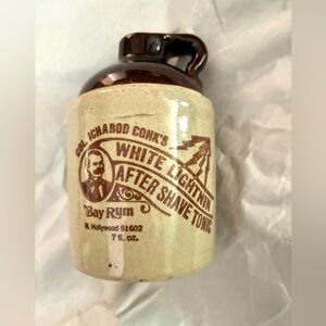 Col Ichabod Conk's Stoneware Jug Crock, White Lightening Aftershave Tonic